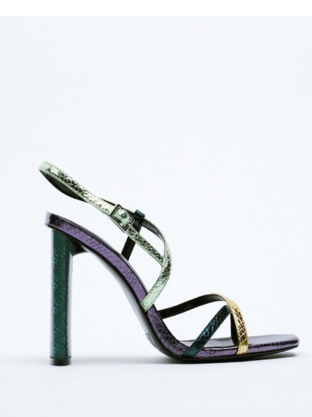 Zara Metallic Multicolored Strappy High Heel Sandal